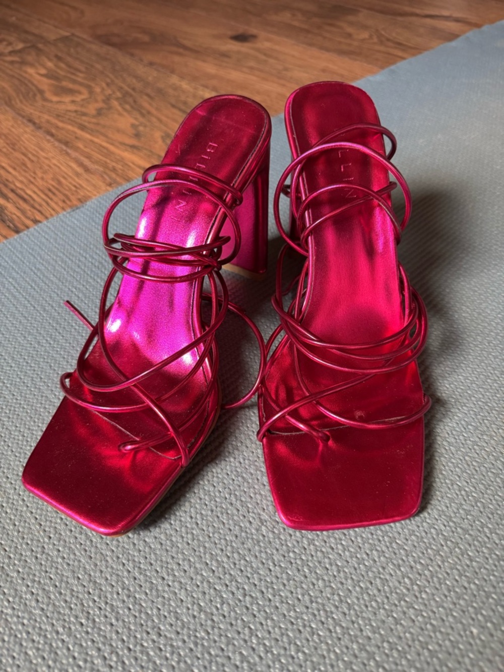 Billini Circa Strappy Metallic Pink Heel Sandal